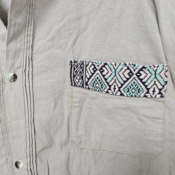 Boho Shirt Pink And Silver Fashion Women's Embroidered Button Down Hamsa See Pic - Picture 9 of 10